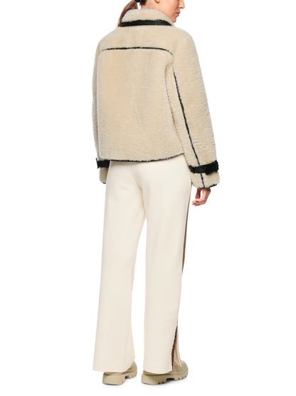 WIDE LEG PANT W BRAIDED STRIPE ECRU