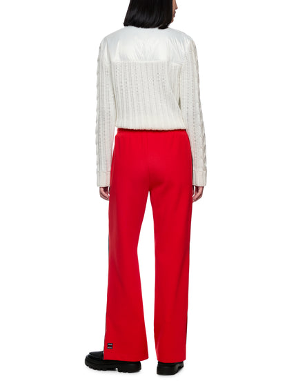 WIDE LEG PANT W BRAIDED STRIPE CRANBERRY