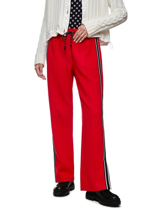 WIDE LEG PANT W BRAIDED STRIPE CRANBERRY