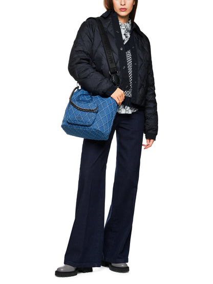 NAVY SPORTS QUILTED JACKET W PRESS STUDS
