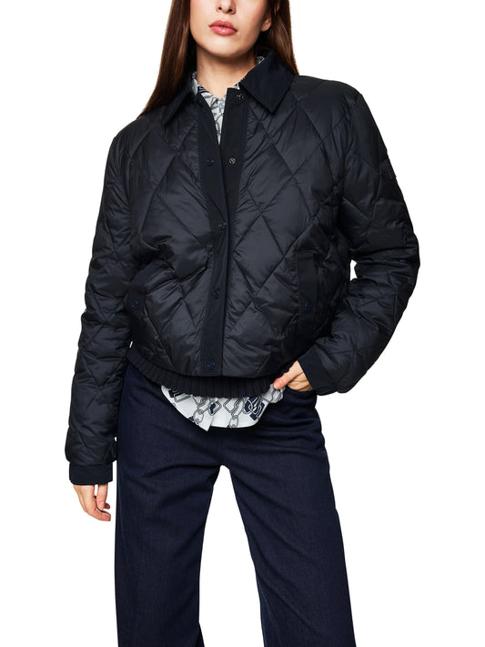 NAVY SPORTS QUILTED JACKET W PRESS STUDS