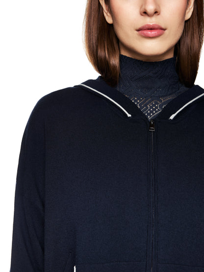 NAVY SPORT CARDIGAN W CREAM PIPE DETAIL