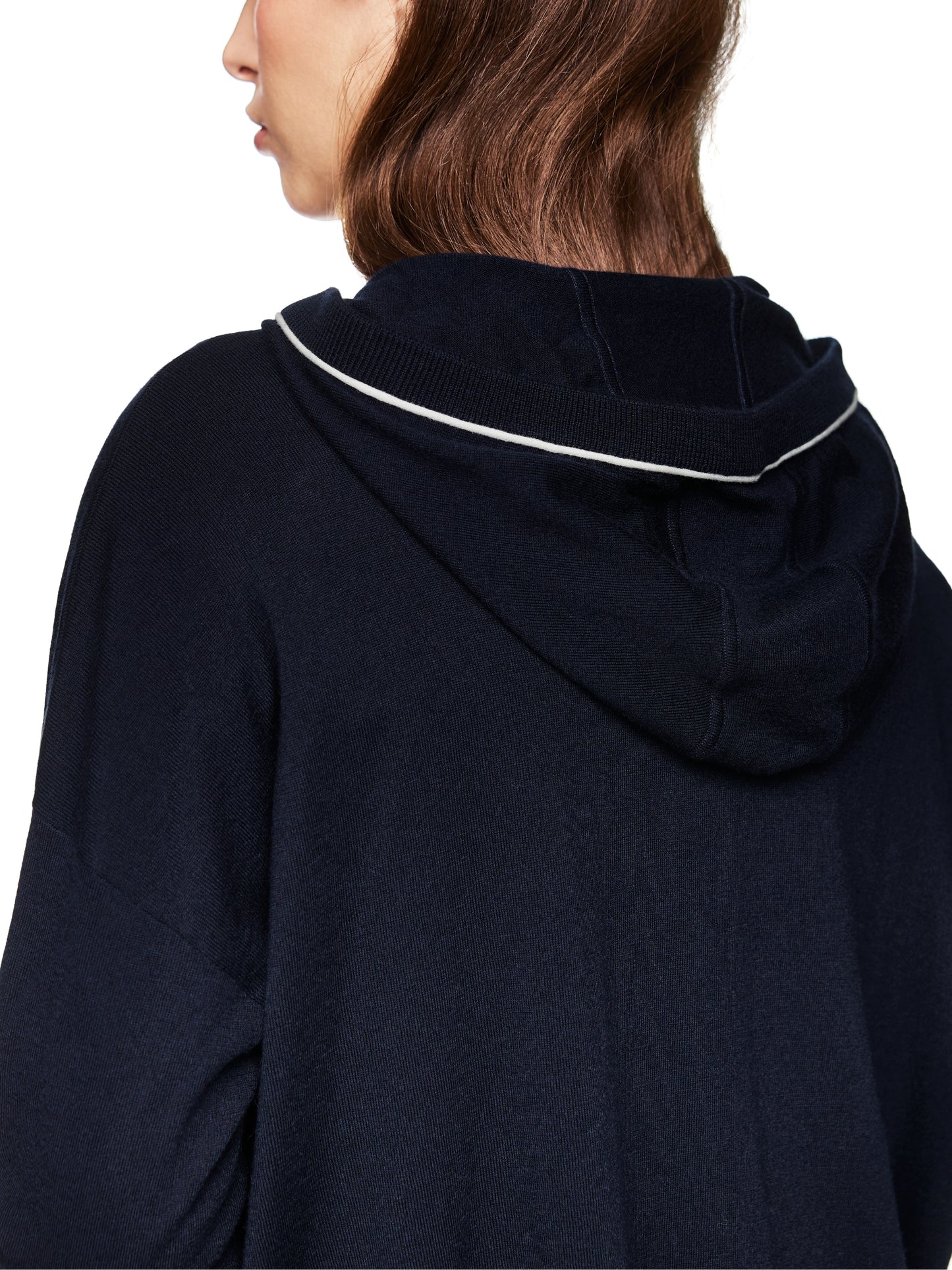 NAVY SPORT CARDIGAN W CREAM PIPE DETAIL