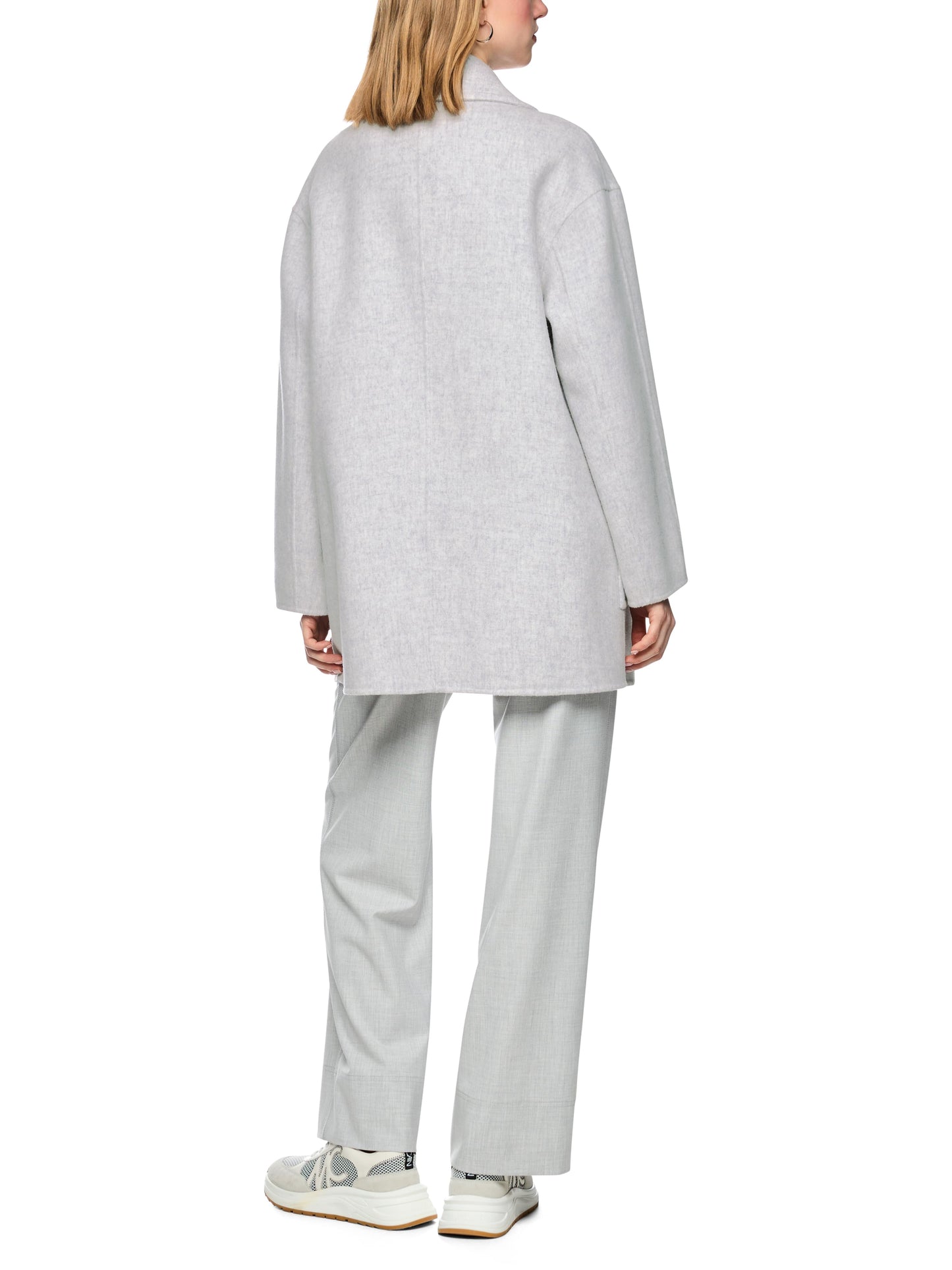 GREY WOOL OUTDOOR  DOUBLE BREASTED COAT