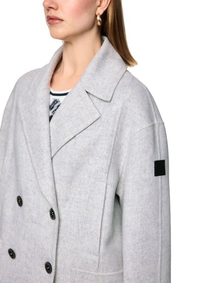 GREY WOOL OUTDOOR  DOUBLE BREASTED COAT