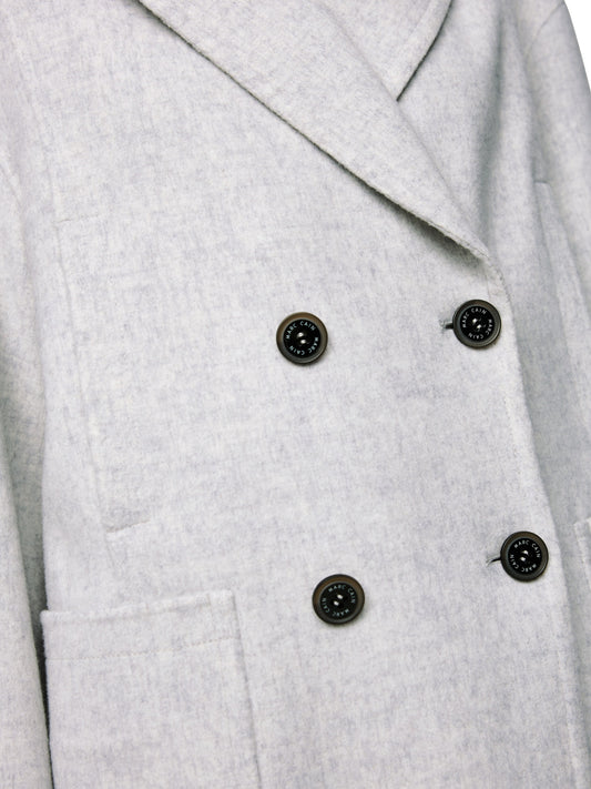 GREY WOOL OUTDOOR  DOUBLE BREASTED COAT
