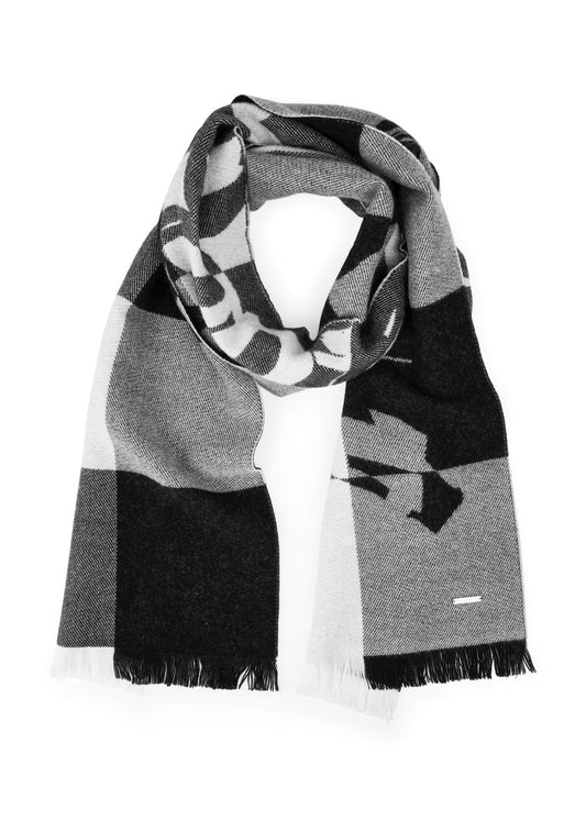 SPORT LOGO SCARF BLACK & GREY