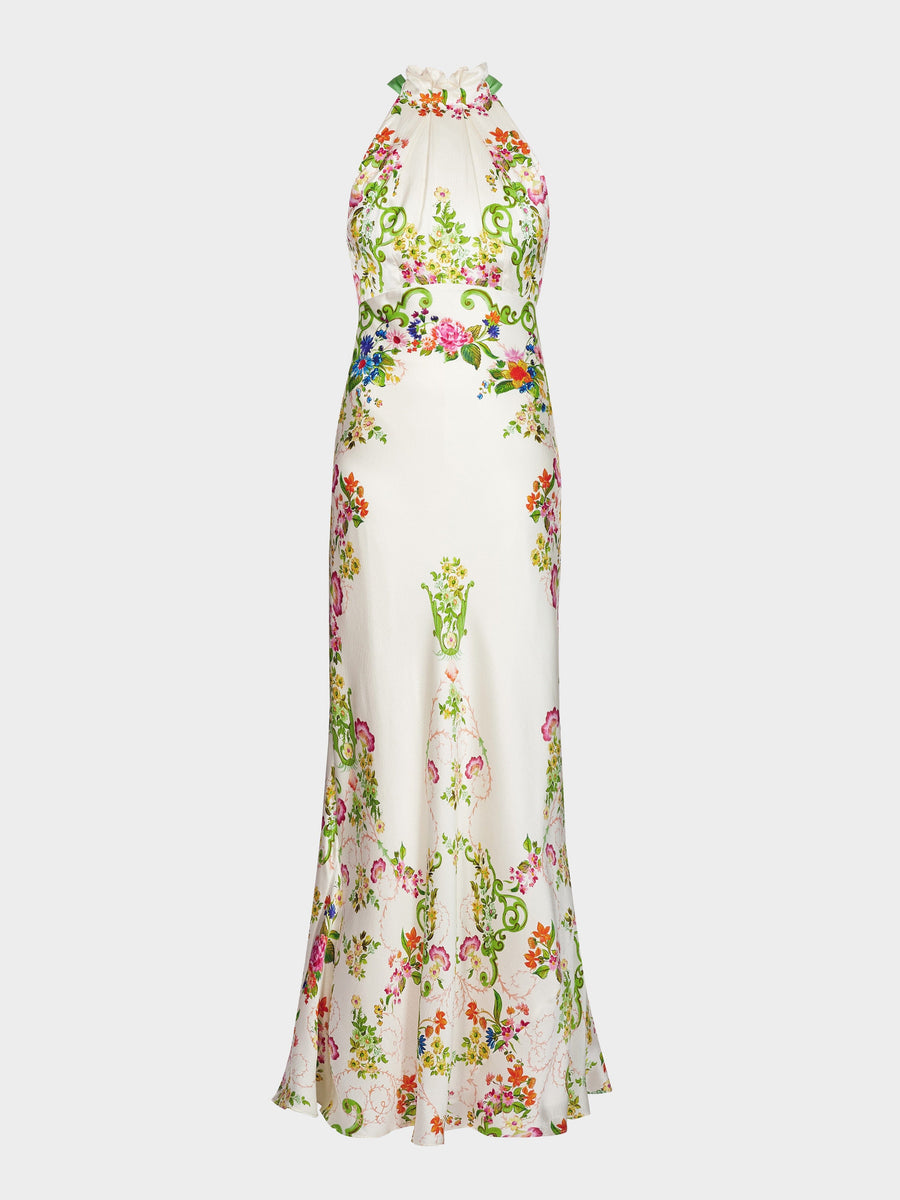MICHELLE DRESS IVORY W NERINE TRELLIS PRINT