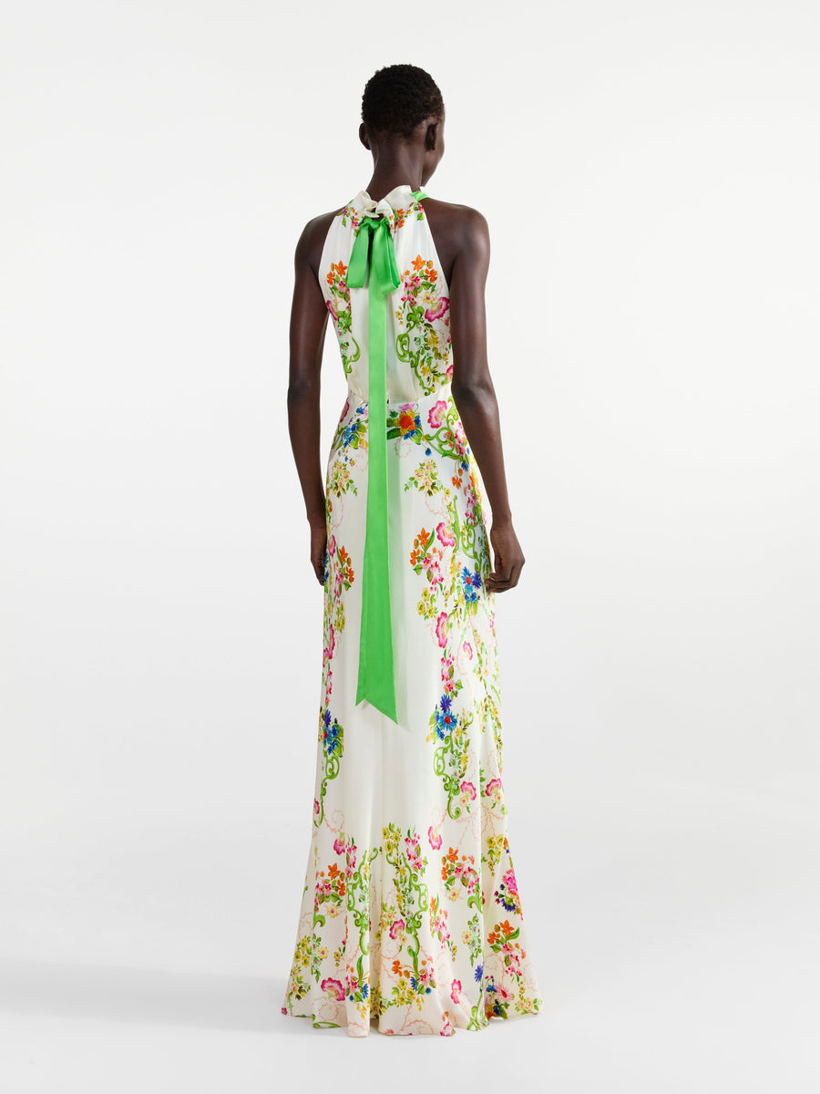 MICHELLE DRESS IVORY W NERINE TRELLIS PRINT