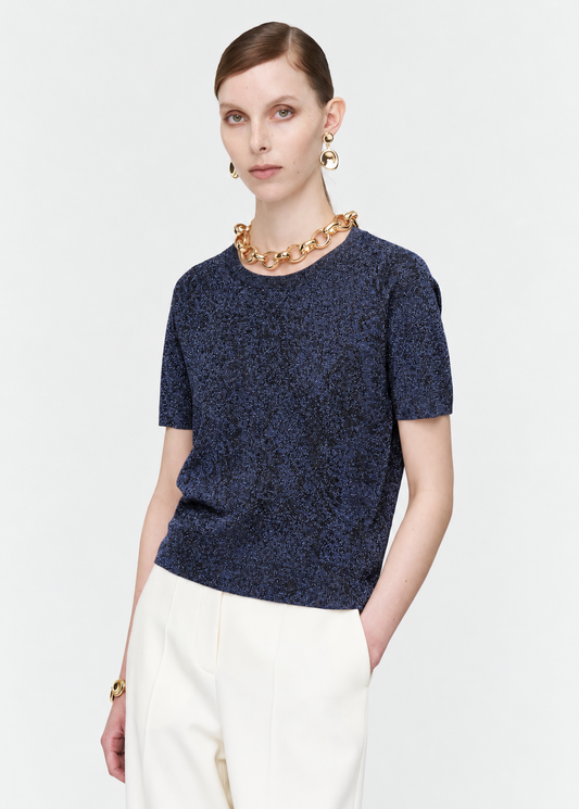 Char Top In Lurex Python Knit Prussian by JOSEPH - view 1