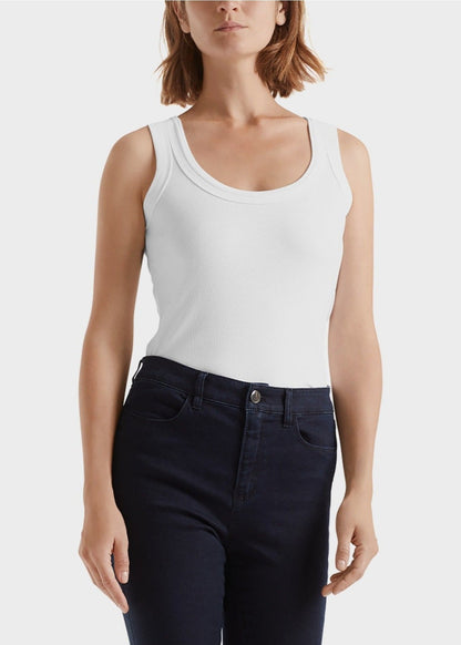 BASIC RIB SCOOP NECK TANK WHITE