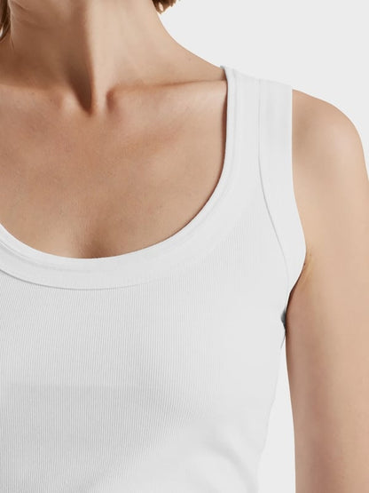 BASIC RIB SCOOP NECK TANK WHITE