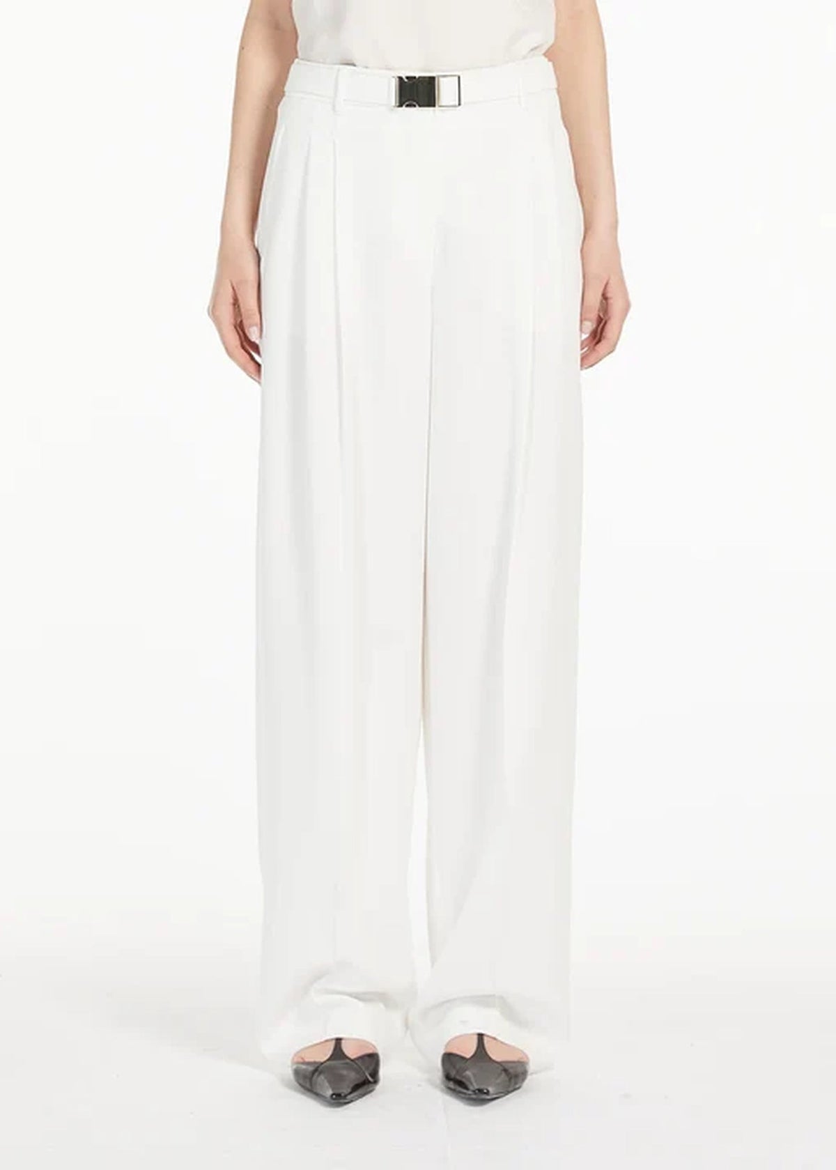 Neottia Straight Leg Trouser In White & Black by Max Mara Studio