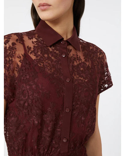 Ombre Bordeaux Tulle Bouquet Jersey Dress by Max Mara - view 3
