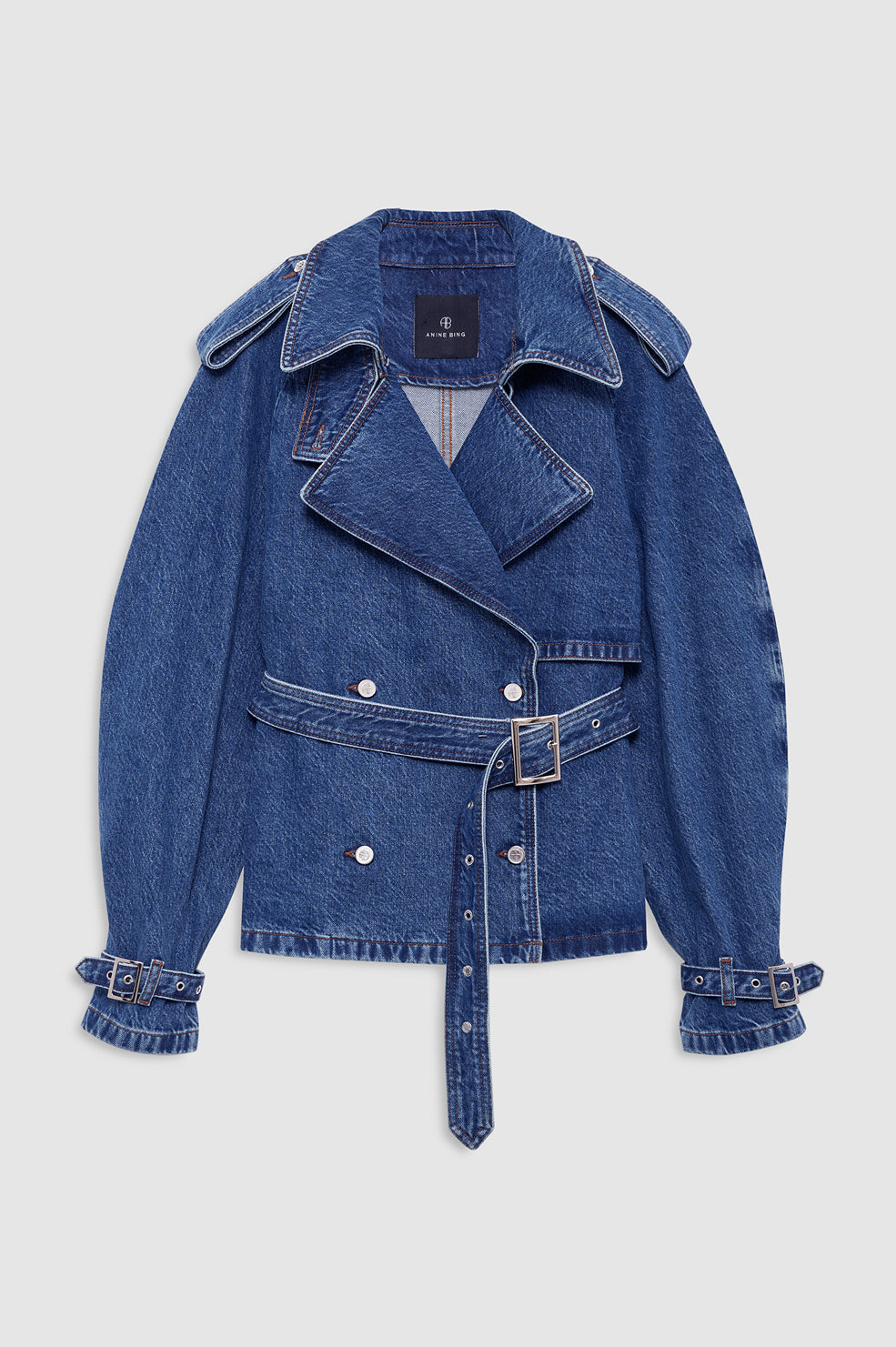 ANINE BING Pascale Denim Trench In Clean Indigo - image 2