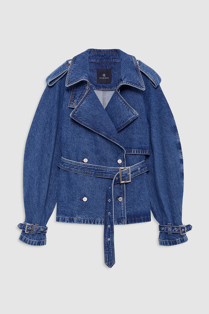 ANINE BING Pascale Denim Trench In Clean Indigo - image 2