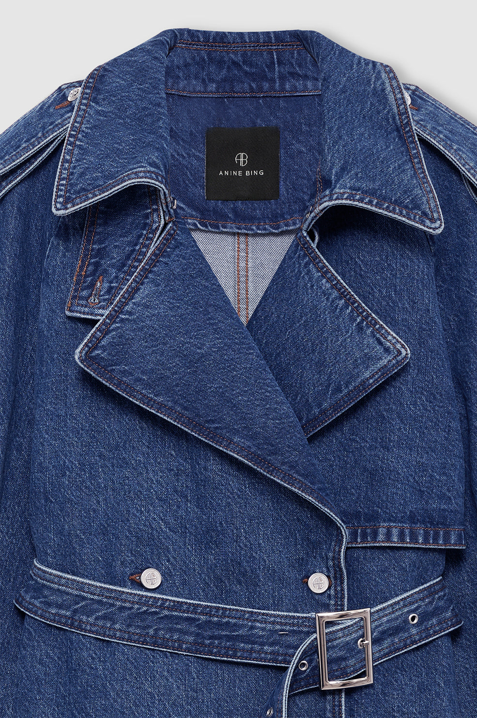 ANINE BING Pascale Denim Trench In Clean Indigo - image 3