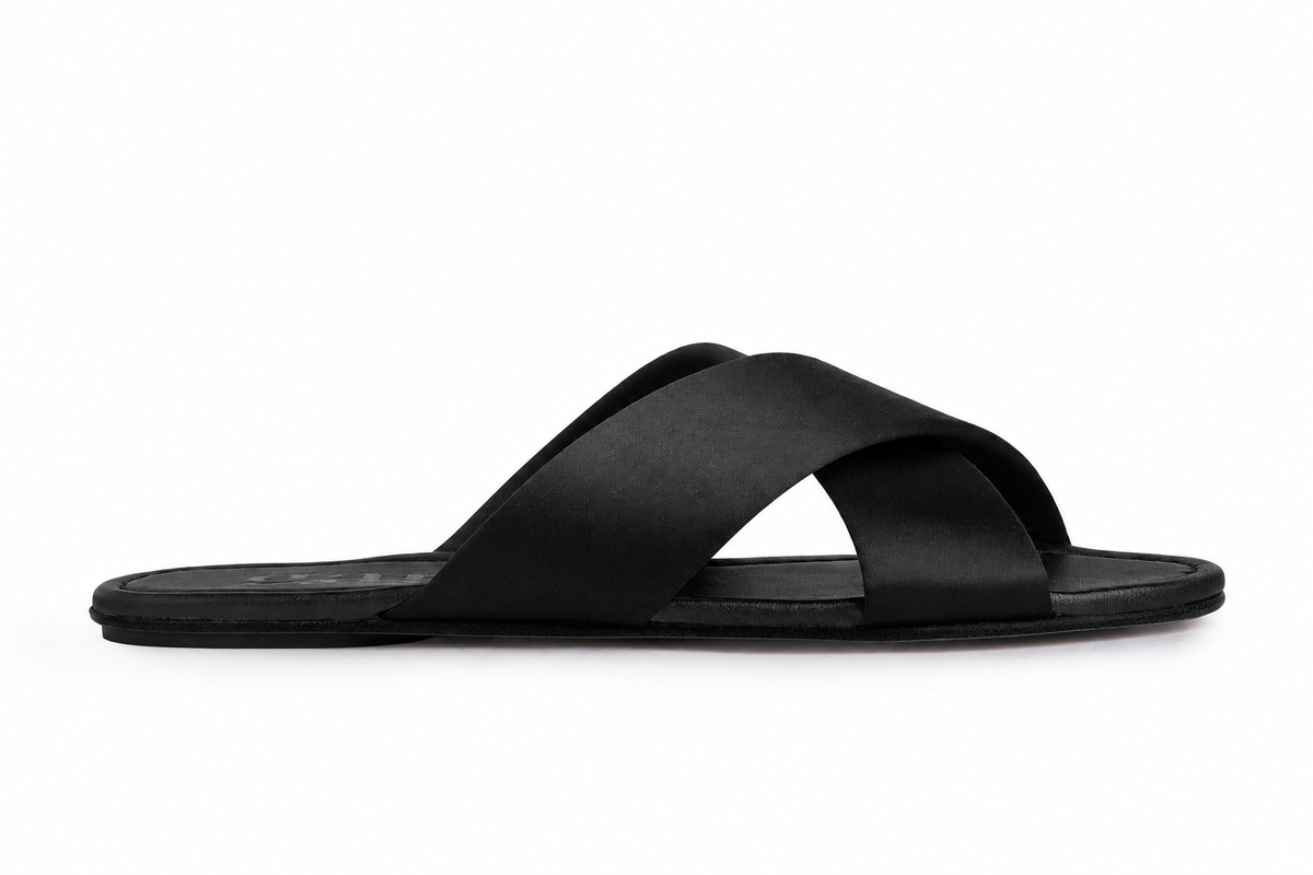 Pavana Silk Satin Slides | Black by Pedro Garcia - view 2