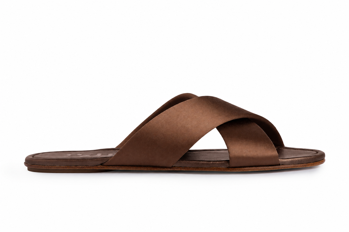 Pavana Silk Satin Slides | Nutmeg by Pedro Garcia - view 2