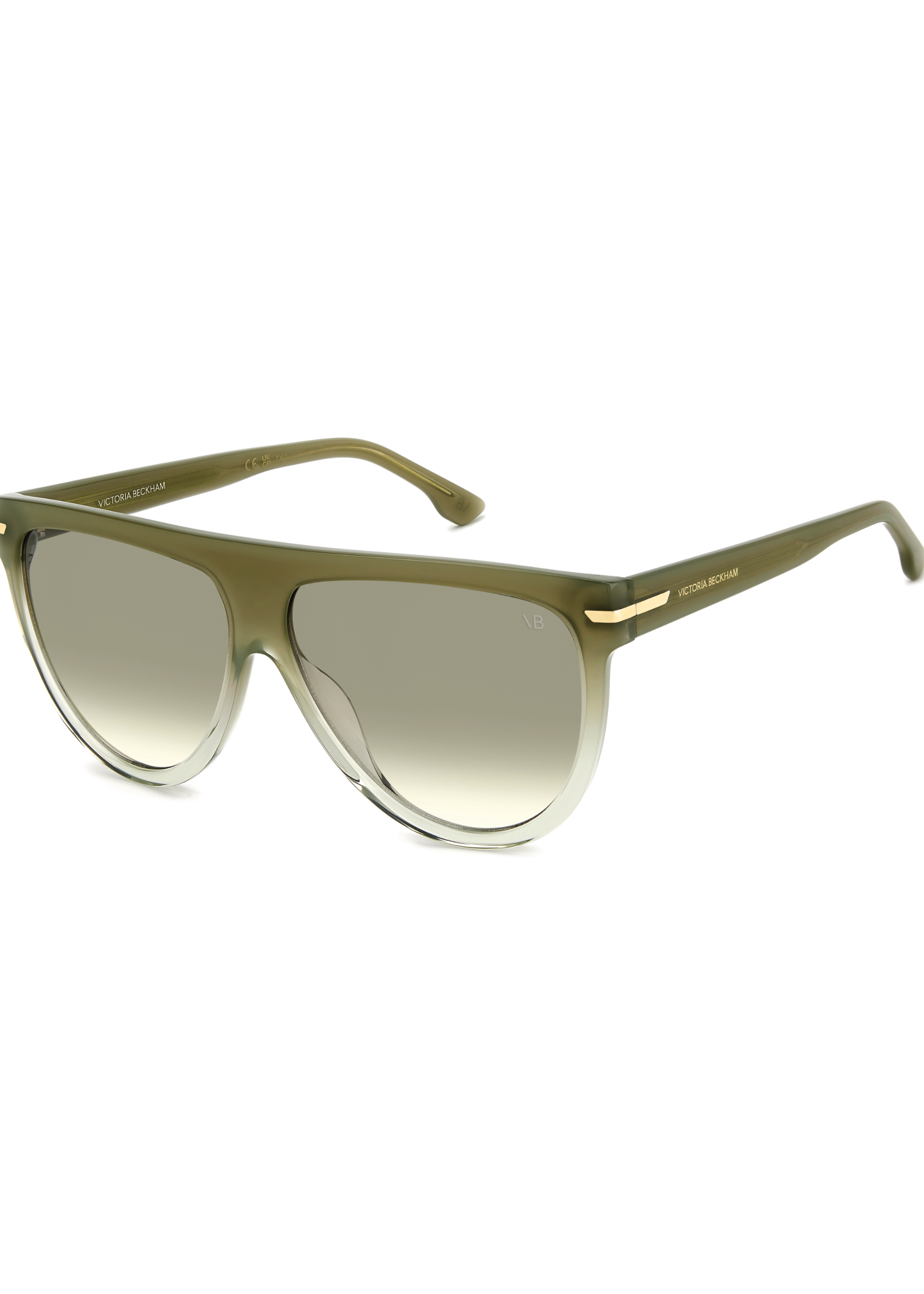 Olive green eyeglasses on a white background