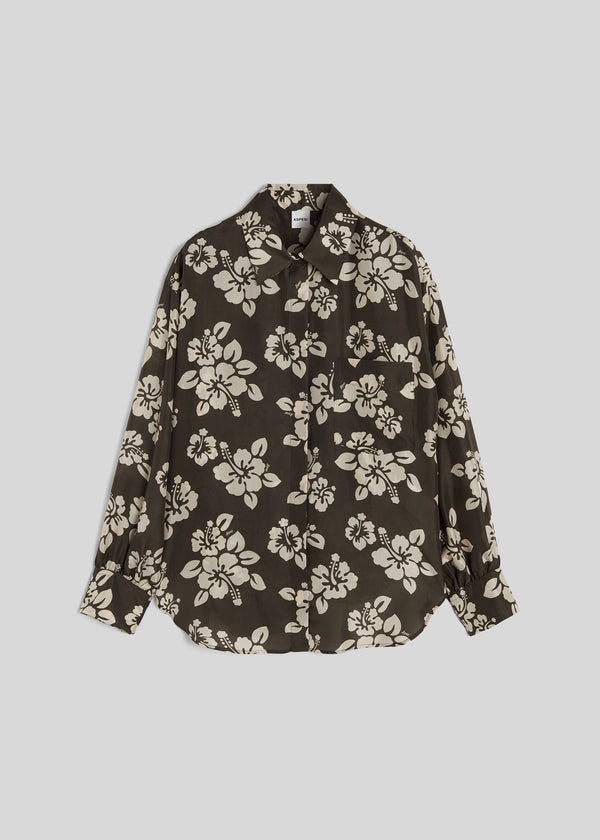 HIBISCUS SHIRT IN CREAM & BROWN MOD 5483