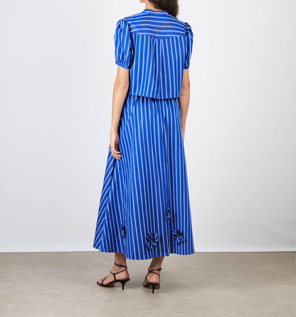 JUDI SKIRT AZURE STRIPE/EMB
