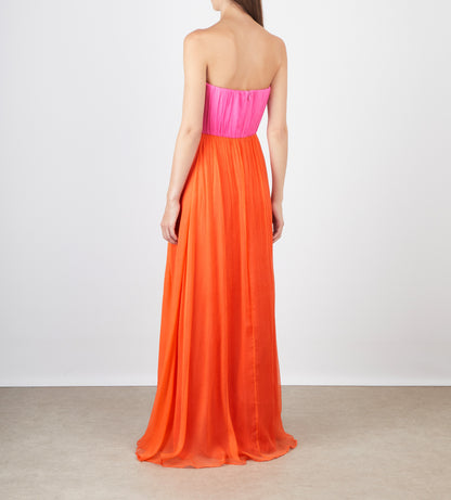 PRIYA LONG DRESS PEONY/TANGERINE
