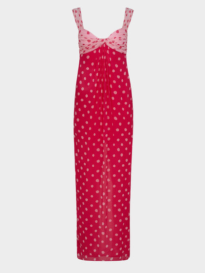 CHANI LONG DRESS POLKA STRAWBERRY
