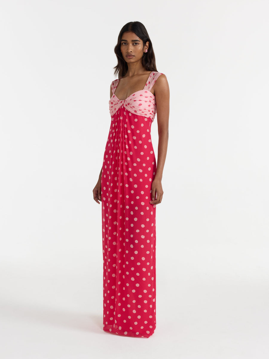 CHANI LONG DRESS POLKA STRAWBERRY