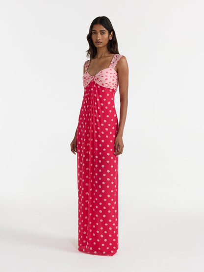 CHANI LONG DRESS POLKA STRAWBERRY
