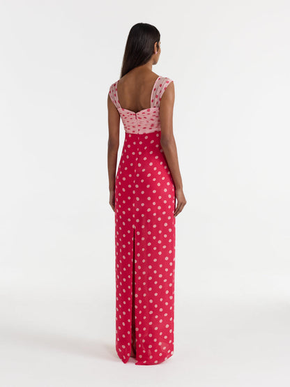 CHANI LONG DRESS POLKA STRAWBERRY