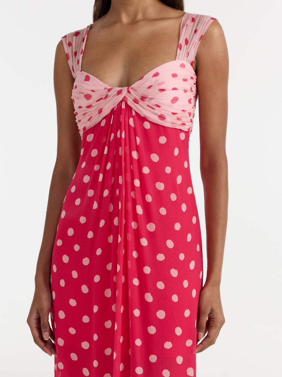 CHANI LONG DRESS POLKA STRAWBERRY
