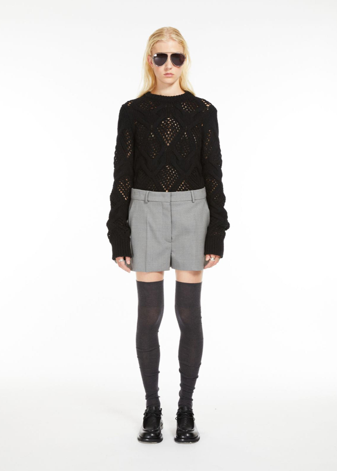 NARVEL DIAMOND KNIT PATTERN CREW NECK KNIT