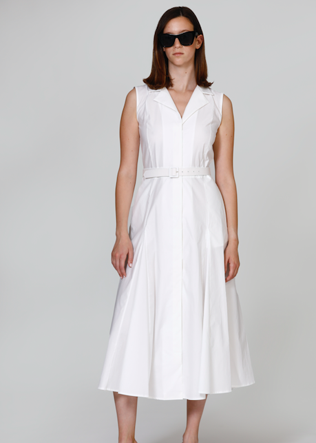 CRIDA Milano Taranto Midi Dress in Cream stretch cotton satin