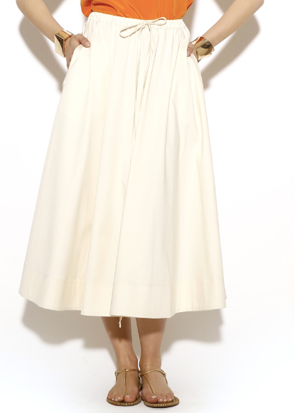 CRIDA Milano Locorotondo Skirt in Cream stretch cotton satin