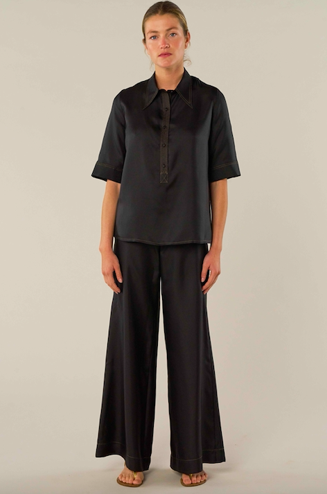 La Prestic Ouiston Lauren silk shirt in black