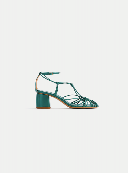EMERALD BLOCK HEEL SANDAS W TUBULAR LACES