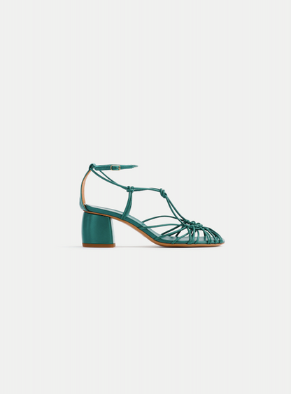 EMERALD BLOCK HEEL SANDAS W TUBULAR LACES