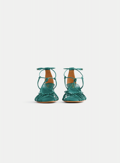 EMERALD BLOCK HEEL SANDAS W TUBULAR LACES