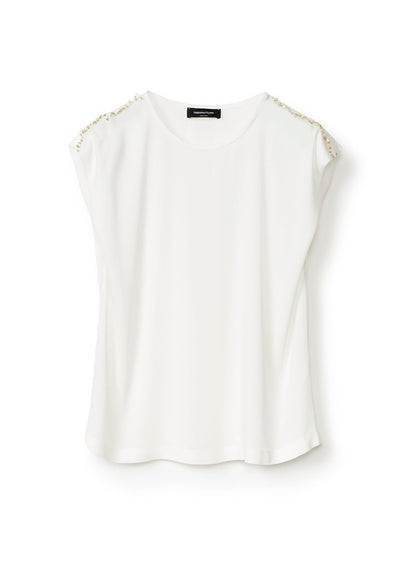 CLASSIC SLEEVELESS TOP W BEADING ON SHOULDER SEAM