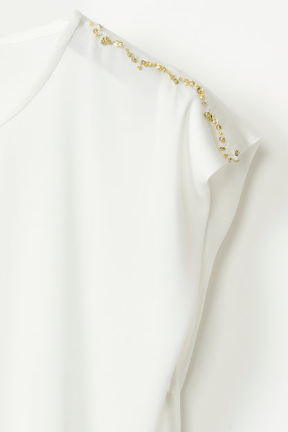 CLASSIC SLEEVELESS TOP W BEADING ON SHOULDER SEAM