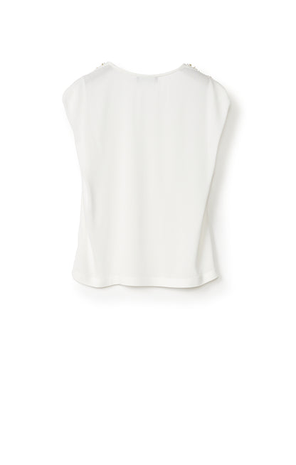 CLASSIC SLEEVELESS TOP W BEADING ON SHOULDER SEAM
