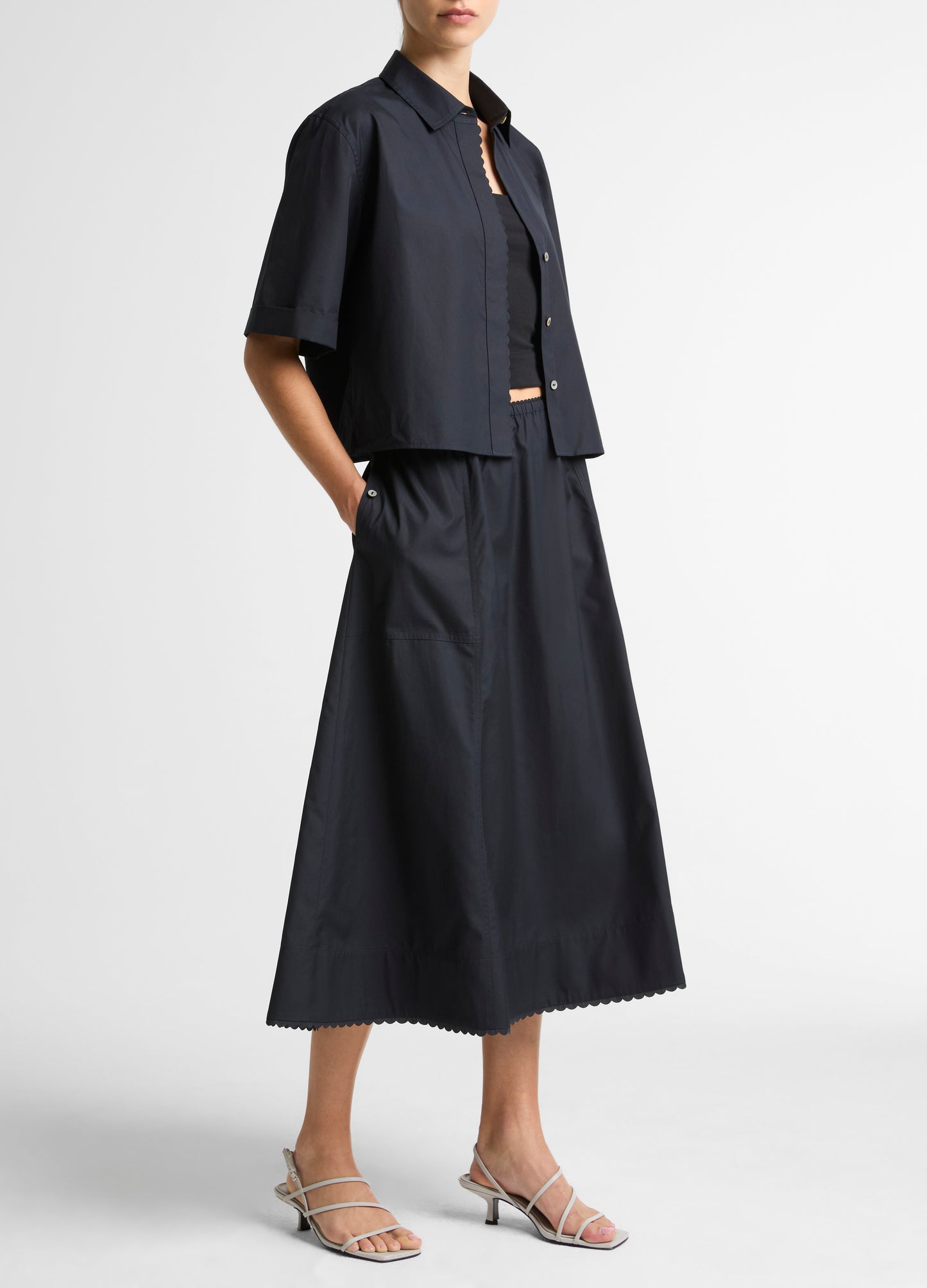 SCALLOP DETAIL MAXI SKIRT ECLIPSE