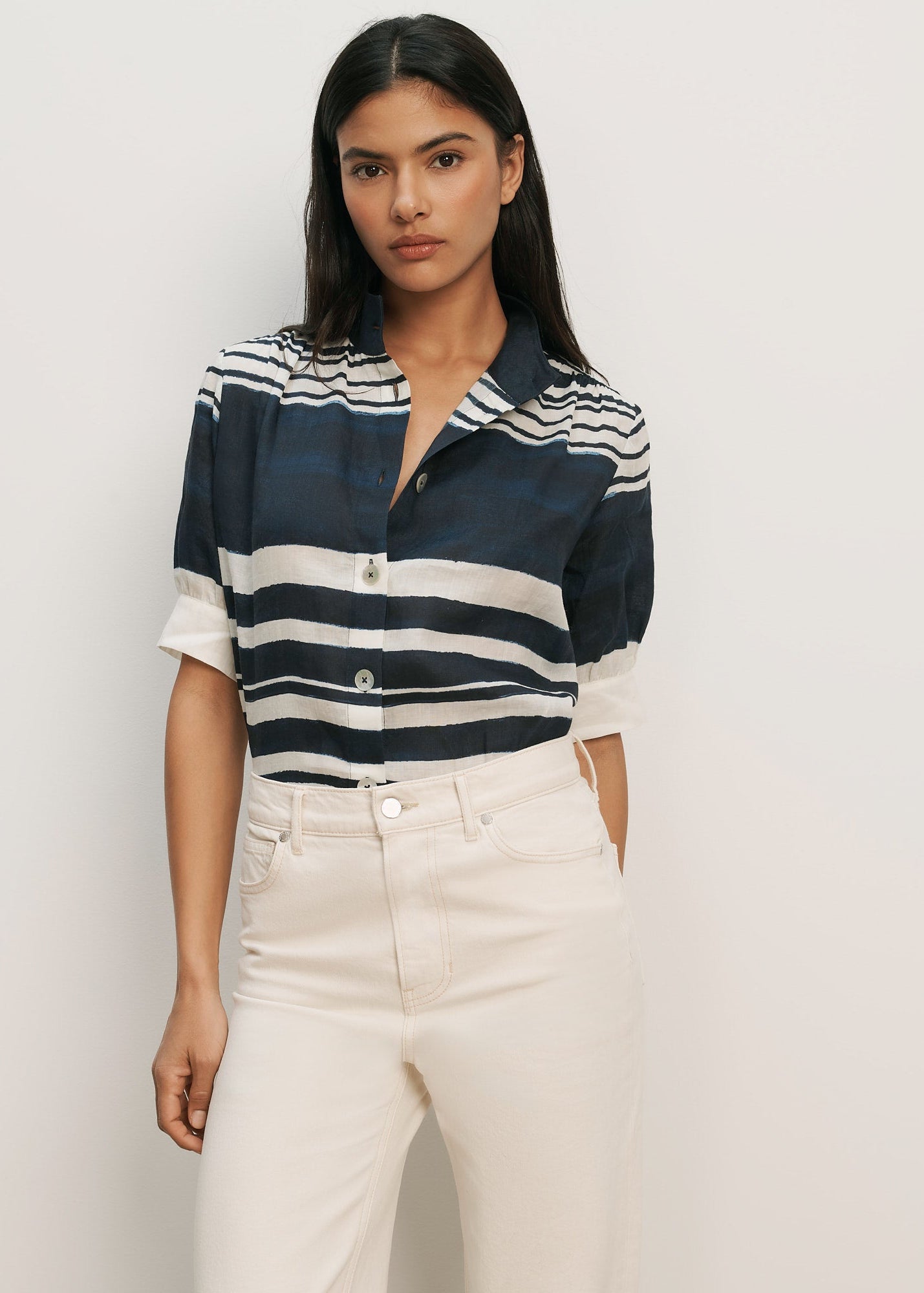 Hollandale Striped Shirt in Navy/Dove