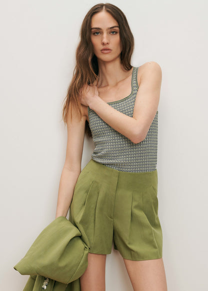 Sandra Square Neck Knit Tank in Navy/Cactus/Off White