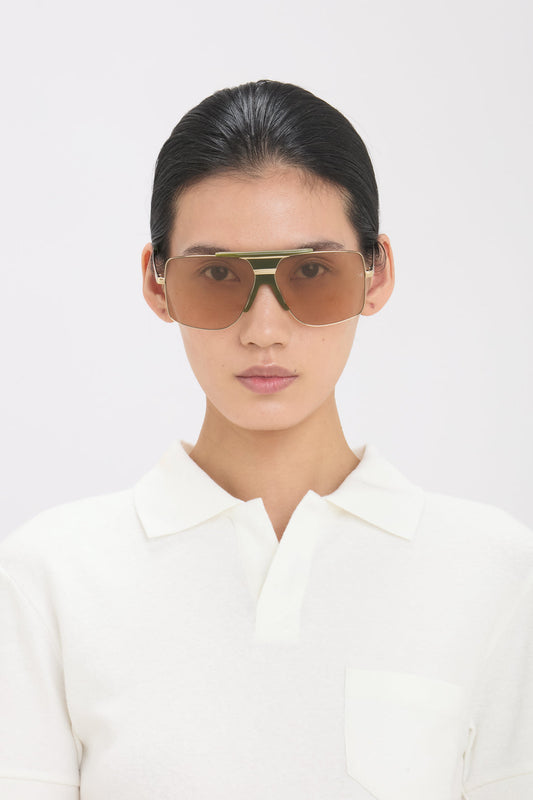 OVERSIZED METAL & ACETATE FRAME IN GREEN  MARBLE