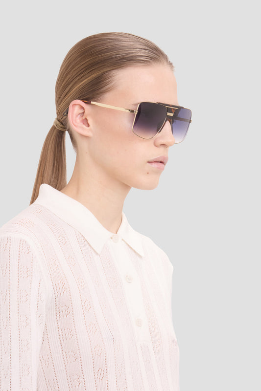 OVERSIZED METAL & ACETATE FRAMES IN GOLD HAVANA