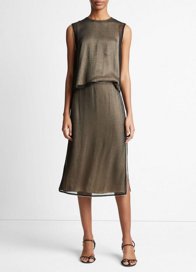 BEADED BOARDER SHEER SKIRT