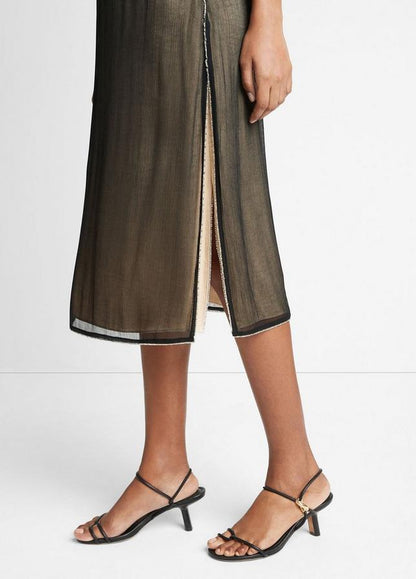 BEADED BOARDER SHEER SKIRT