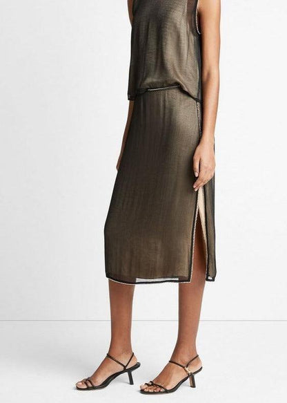 BEADED BOARDER SHEER SKIRT